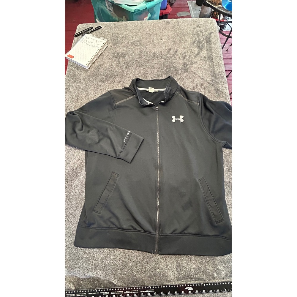 Under Armour Storm Full Zip Jacket Mens 2XL Black Fleece Lined Track Jacket